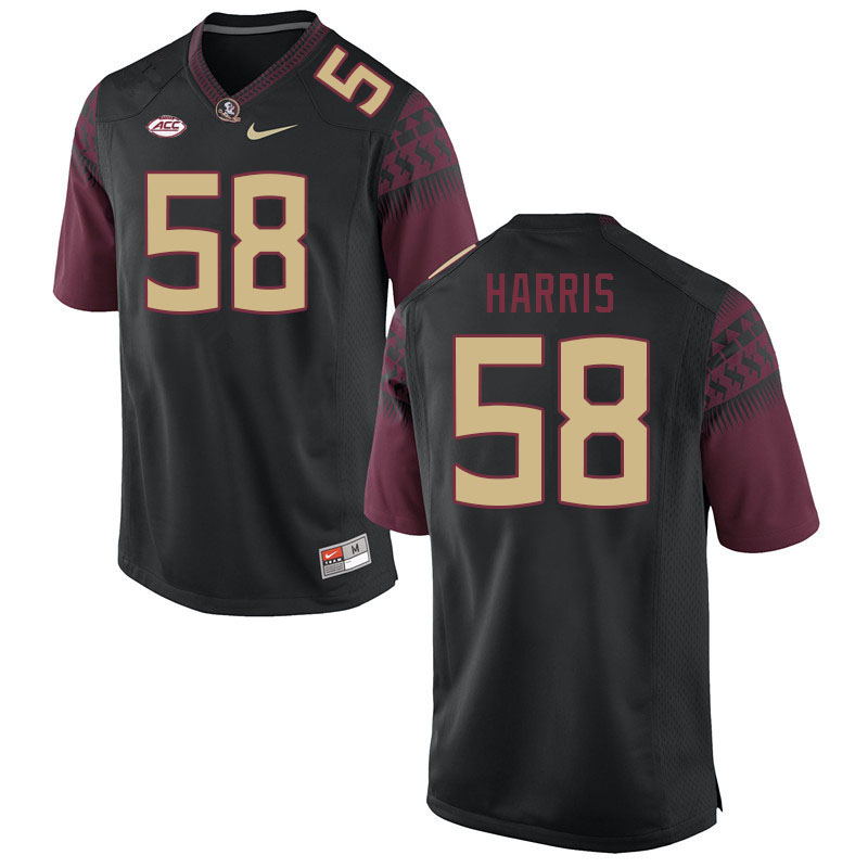 Men #58 Bless Harris Florida State Seminoles College Football Jerseys Stitched-Black - Click Image to Close